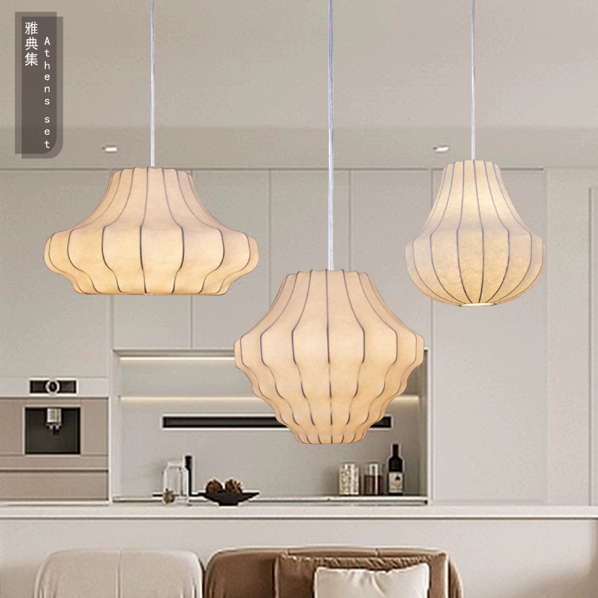 酒店布藝中古蠶絲吊燈客廳餐廳書房奶油侘寂風民宿臥室吊燈網紅爆