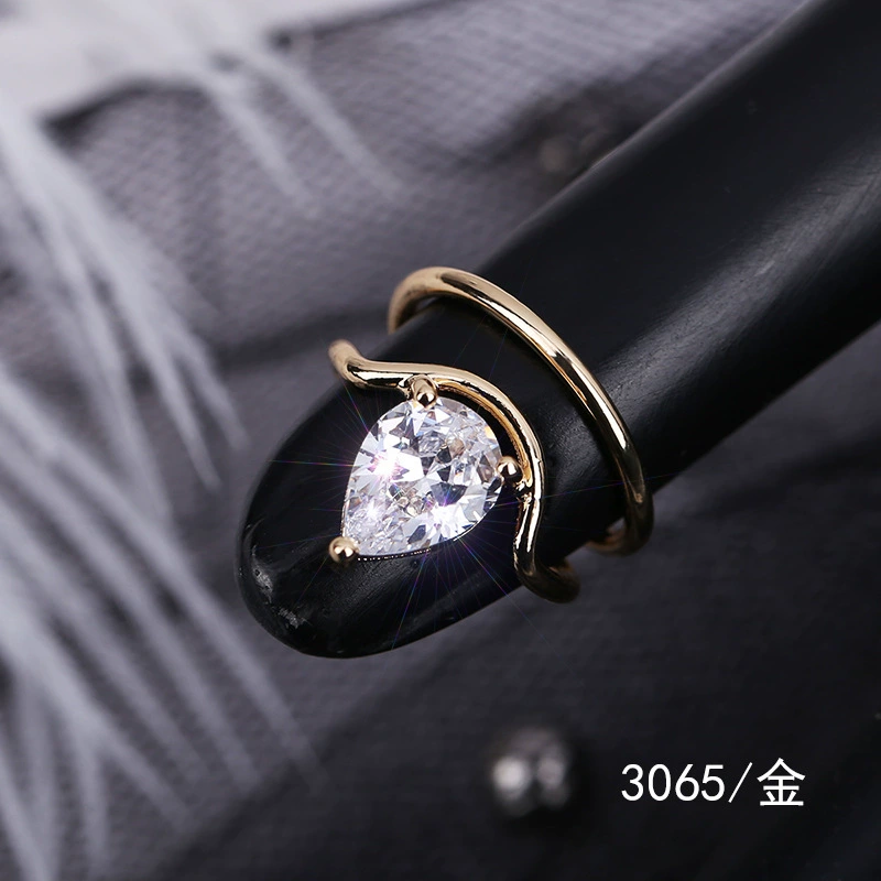 Nail Tip Ring (Kaymen) Adjustable Copper with Micro Zircon Accents, Gold or Platinum Finish