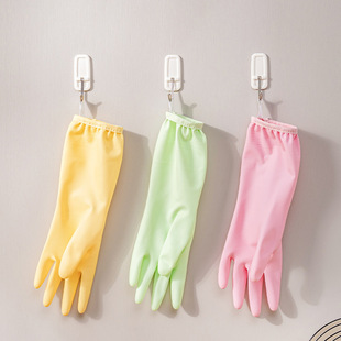 Cream color household gloves PVC Ding Qing short bundle mouth cleaning gloves laundry dishes kitchen thickened anti-oil