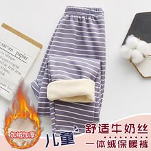 男童保暖裤一体绒儿童线裤加绒加厚宝宝内穿女童打底男孩裤子秋冬