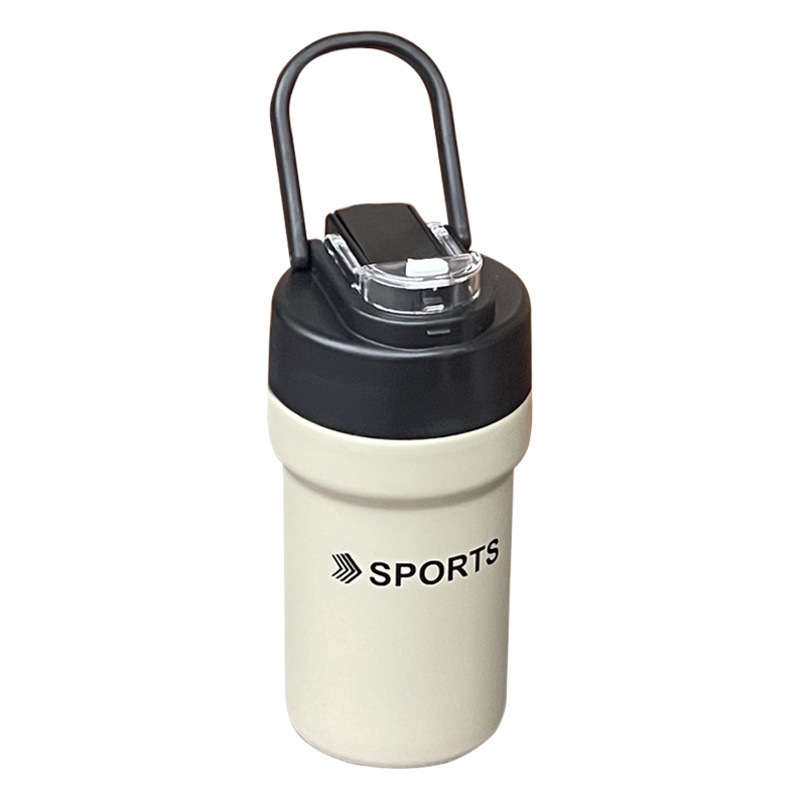 Taza termo de café conveniente de las mujeres de alto diseño de la taza de agua sentido nicho niños bebida doble taza portátil al aire libre con paja