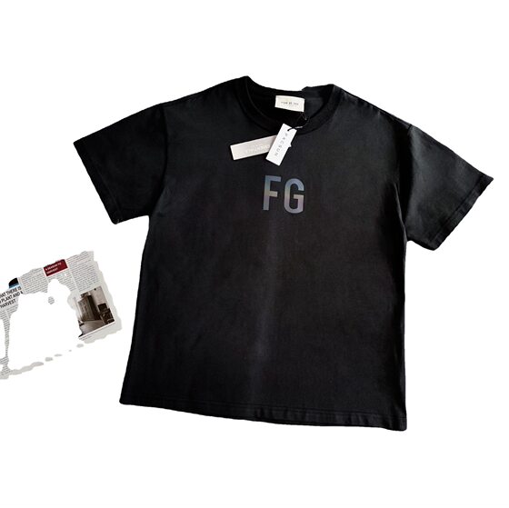 ESSENTIALS Season 6 Main Line FG Letter Men and Women Laser Reflective High Street Couple Short Sleeve T-Shirt