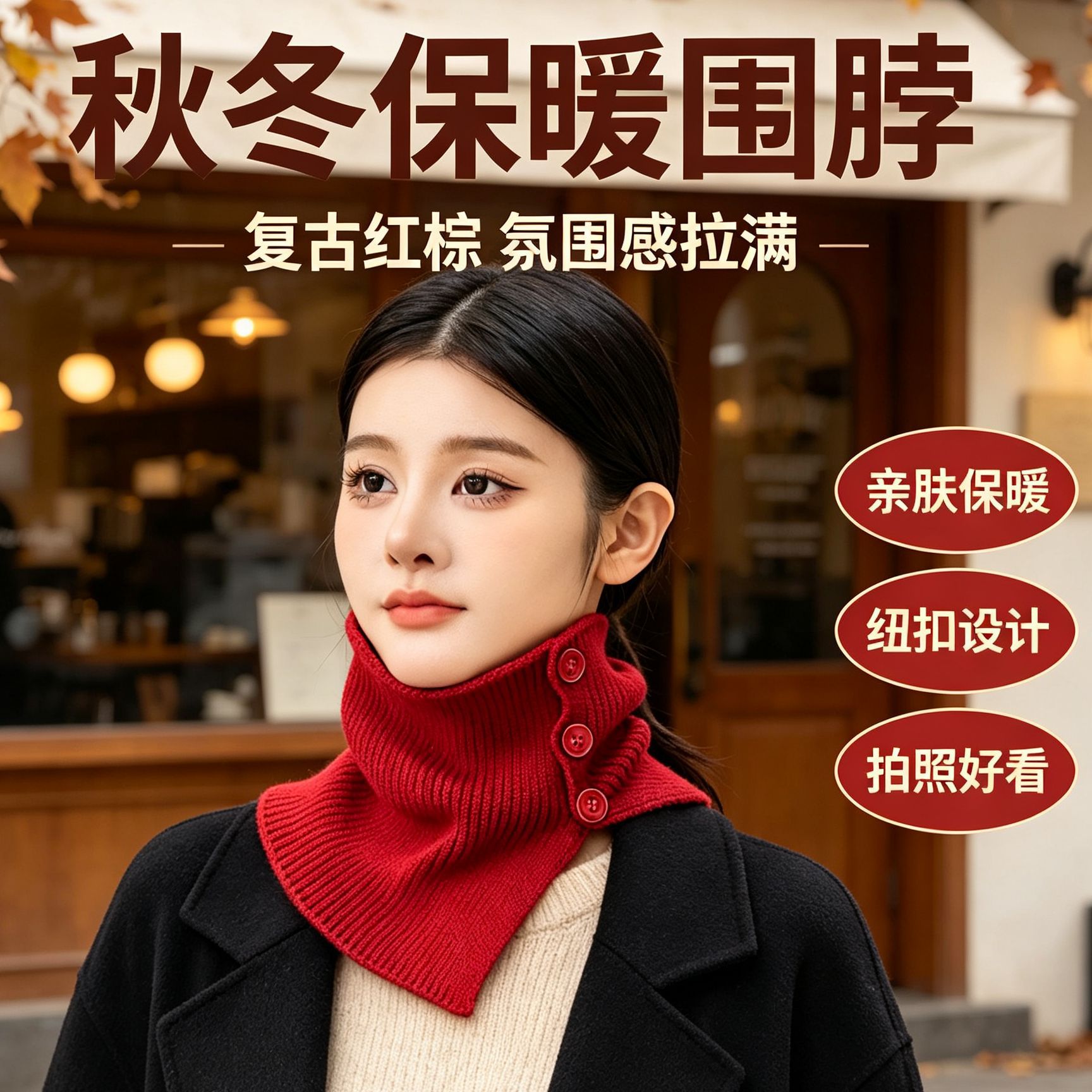 New knitted neck warmer for women, autumn and winter new Korean style solid color scarf, cold-proof and warm neck protector, shawl, faux collar