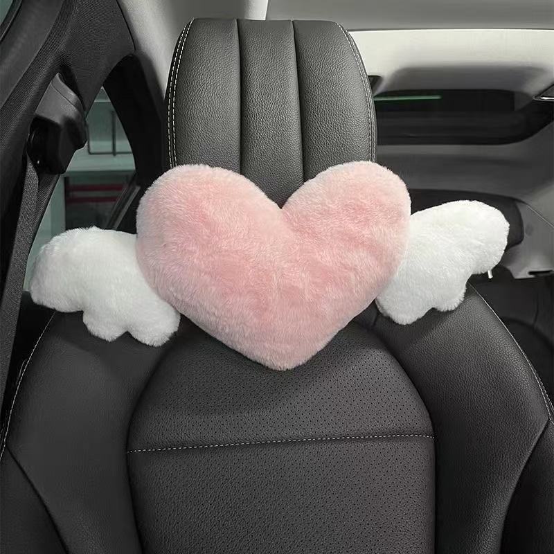 Car Heart-Shaped Pillow, Neck Pillow, Lumbar Support for Women, Creative Cute Plush Cushion, Car Seat Interior Accessory