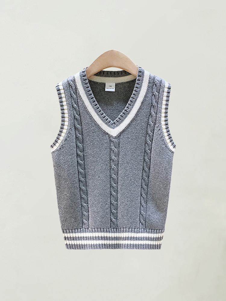 Children's Vests, Spring and Autumn Knitted Sweaters, Vests, Kindergarten Uniforms, Same Style for Men and Women, Warm Student Class Uniforms Wholesale