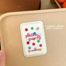 韩国ins小众彩色波点磁吸卡包适用iPhone安卓手机壳背贴卡槽卡套6