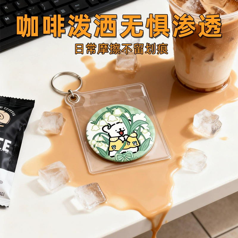 Transparent badge, protective case, storage system, pendant, increased thickness