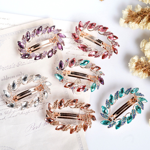 Hollow ring spring clip hairpin diamond hair accessories crystal hairpin Korean style ponytail clip small headwear women's hairpin