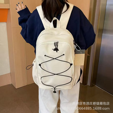 运动大容量背包男撞色高中大学生书包女旅行包新款个性抽绳双肩包