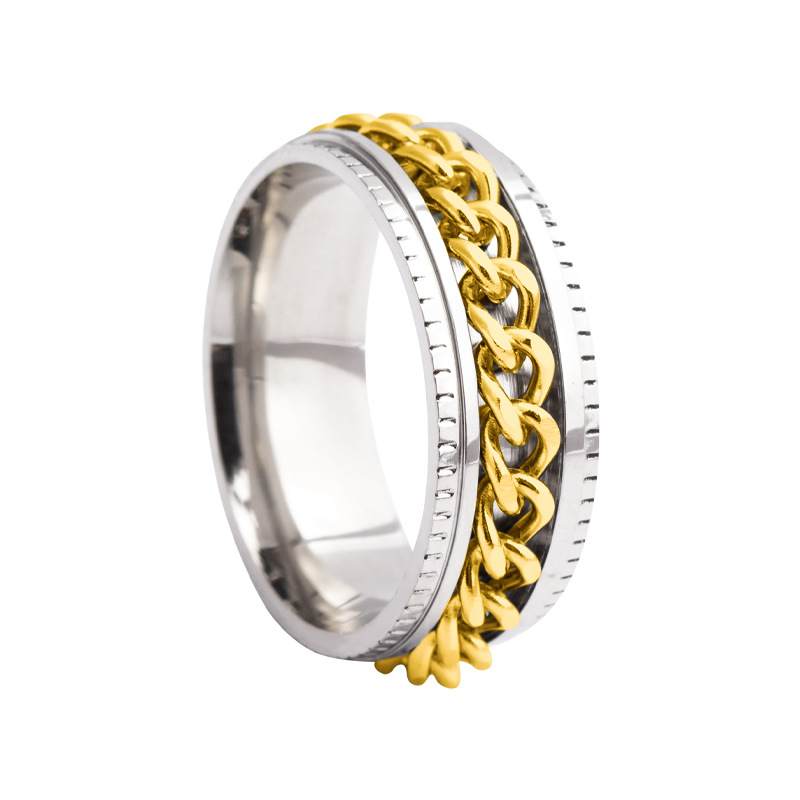Heißer Verkauf Schmuck Herren Kette Drehen Edelstahl Dekompression Ring Standard-US-Größe Optional Multi-Color Matching_voghion.com