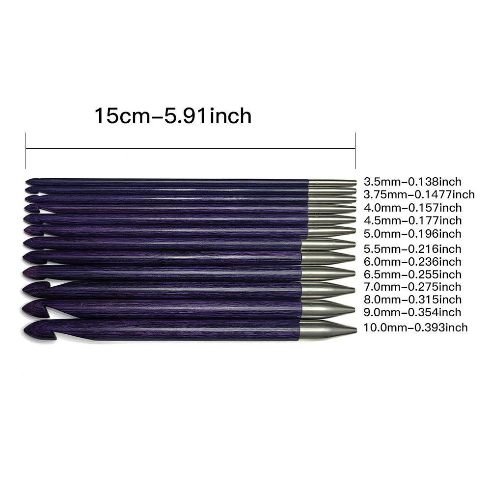 Crochet pulido a mano transfronterizo estabilizador de madera púrpura desmontable alfombra crochet tunecina crochet 12 conjuntos