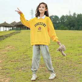 女童装春秋季新款洋气网红时髦中大童卫衣学生休闲运动两件套秋装