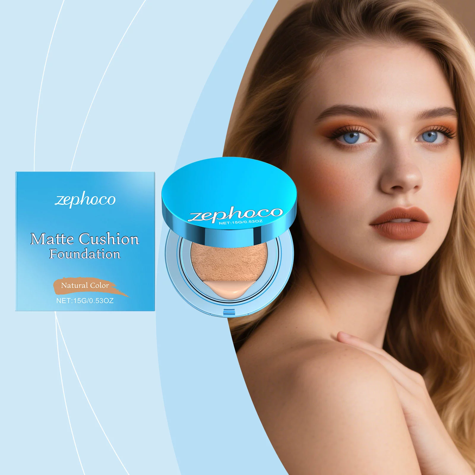 Натуральный матовый консилер Zephoco на воздушной подушке маскирует несовершенства, корректирует кожу, держит макияж и выглядит естественно.