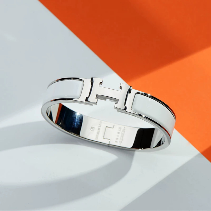 H文字フロストブラックサムライブレスレットエナメルクラシックカップルブレスレットローズゴールドワイドバージョン工場直販|undefined