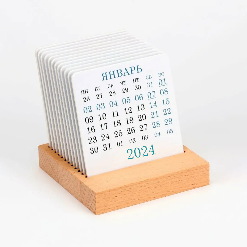 Calendario de escritorio de madera creativa oficina en casa base de escritorio Tarjeta de calendario postal base de soporte de Bambú