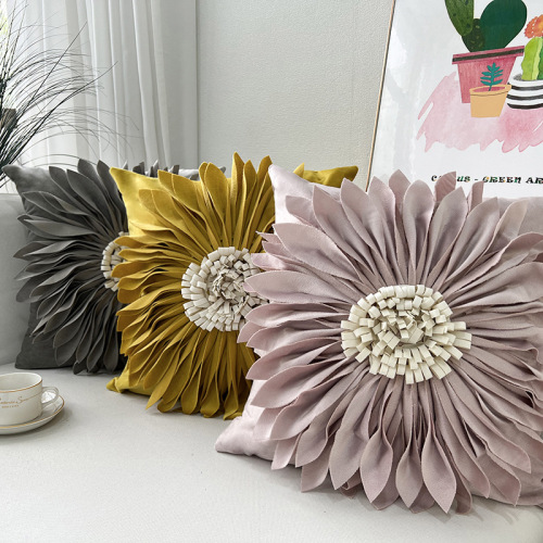 Cross-border ins flower pillowcase wholesale sunflower sunflower Nordic light luxury style sofa office pillowcase