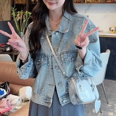 牛仔外套美式复古时尚新款重工2025春秋宽松韩系好看夹克上衣爆款