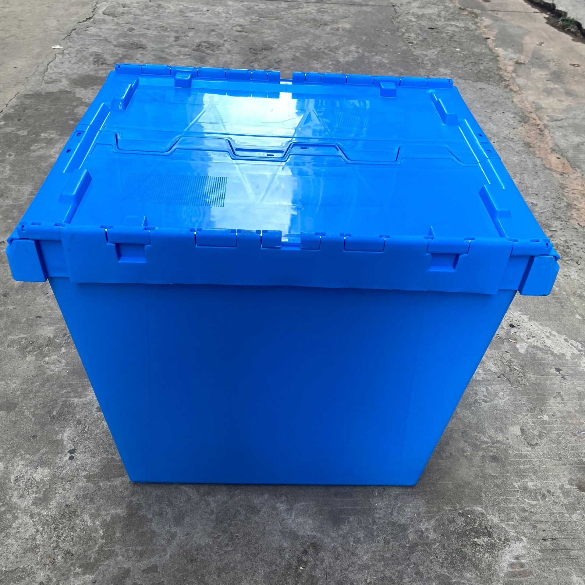 储物连盖斜插筐710*575*485mm可堆物流箱 周转箱 套叠翻盖塑料箱