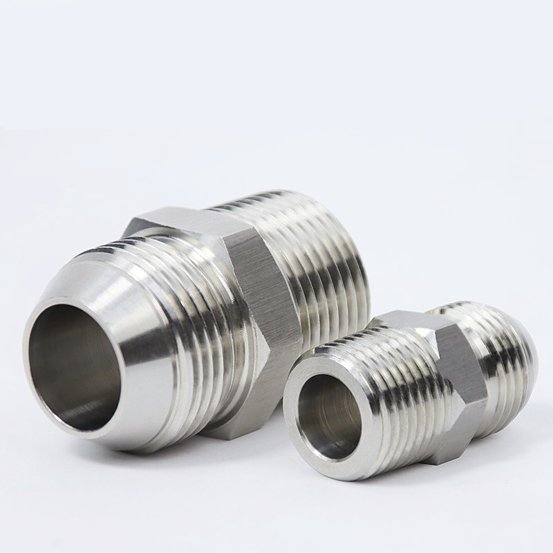 不锈钢英美制转换外丝接头JIC9/16外螺纹液压过渡直接D型扩口球面