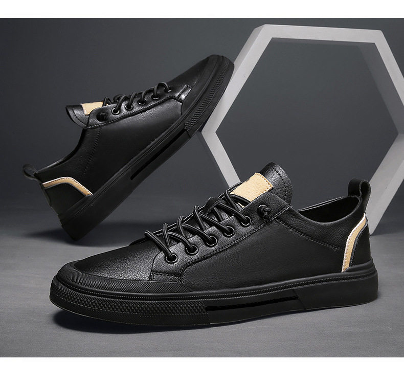 Giày sneaker nam da lì phối chỉ may, đế bằng thấp, phong cách thường ngày — 21506 màu đen, 5025 màu trắng, 5025 màu đen, Màu trắng 21506 chi tiết 19