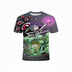 3D デジタル印刷ヨーロッパとアメリカのメンズ Tシャツアメリカのテレビアニメーションリックとモーティファッションカジュアルメンズ半袖クロスボーダー