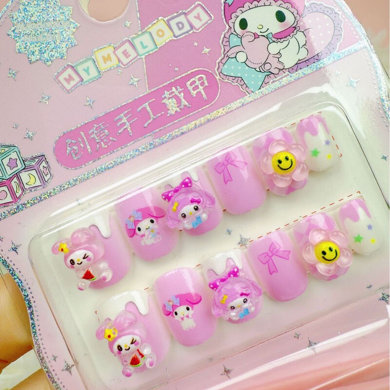 Kuromi Children's Nail Stickers Cute Nail Art Stickers Removable Girls Nail Stickers Sweet and Cute Wearable Nails