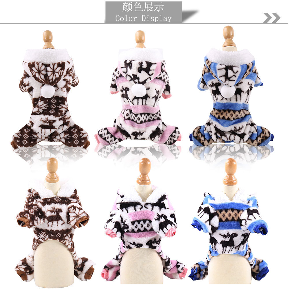 Otoño e invierno productos para mascotas de lana de coral ropa para perros y gatos vellón de cuatro patas para perros Teddy ropa para perros y gatos pequeños y medianos