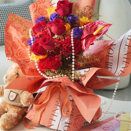 Fábrica de fiestas de flores Nuevo papel de embalaje de flores transfronterizas, ramo de flores de San Valentín, papel de embalaje de flores, papel de embalaje de regalos