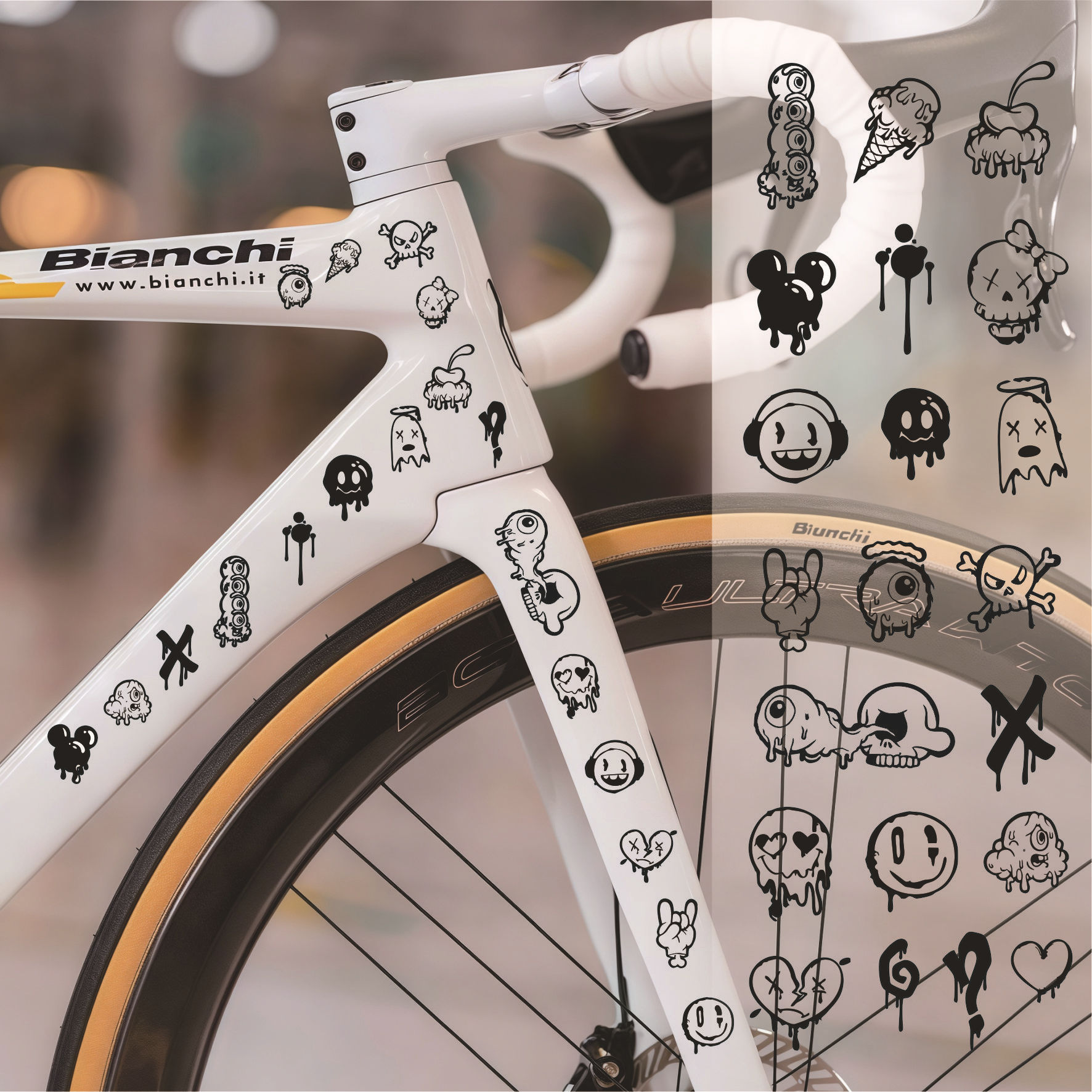 Bicycle Downtube Sticker Road Frame Cartoon Emoji Funny Personality Creative Waterproof Decorative Car Sticker