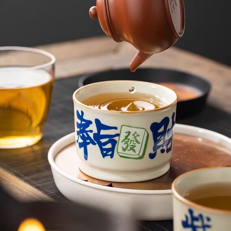 汝窯奉旨財宝天杯マスターカップ個人用セラミックカンフーティーカップオープンピースシングルカップ|undefined