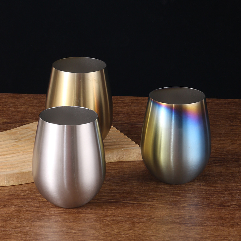 Copa de cáscara de huevo amazonas transfronteriza vacío 304 fábrica de acero inoxidable directa en forma de u taza de vientre grande creativa taza de agua colorida cerveza