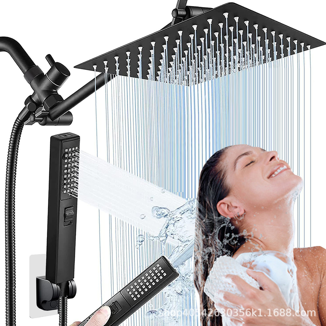 Hot-selling 8/10/12-inch stainless steel top-spray multi-functional handheld shower head set with a spray gun for home use full figure