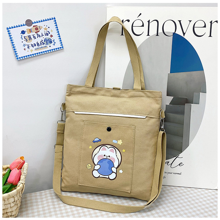 Wholesale of 2025 new cartoon casual canvas bags, large-capacity, fashionable and cute girl single-shoulder bags and tote crossbody bags undefined