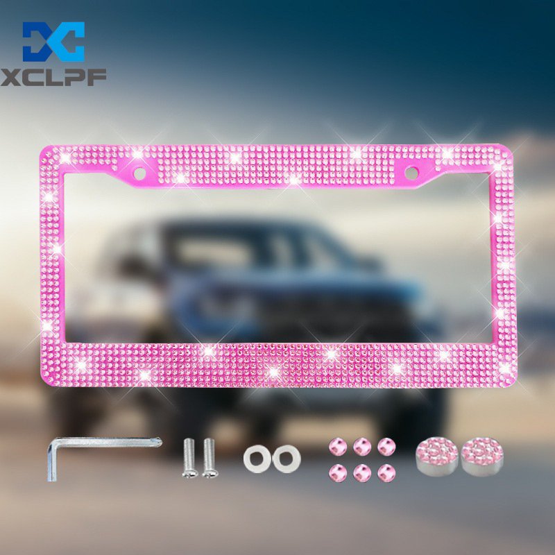 American, Canadian and Mexican Universal Diamond License Plate Frames, Three Styles of Plastic Acrylic Diamond License Plate Frames