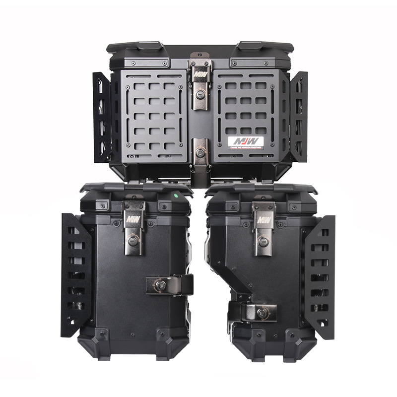 38L Right-Side Multifunctional Armored Black Aluminum Alloy Three-Box Motorcycle Tail Box Side Box Motorcycle Camping Style Trunk