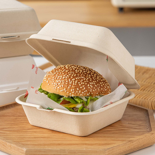 Dessert cake packaging box Internet celebrity sticker disposable pulp lunch box baked soufflé burger packaging box