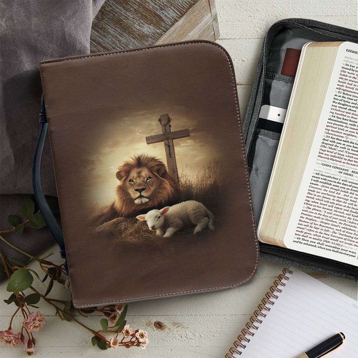 Европейская и американская бестселлерная обложка книги, дропшиппинг, сумка из искусственной кожи с принтом креста льва и ягненка