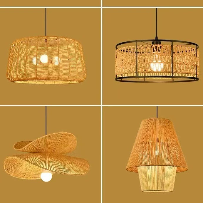 Retro ceiling lamp for living room for bedroom, coffee creative woven lights