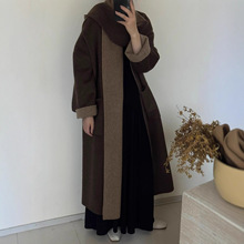2025秋冬新款 围巾领加长款宽松大码双面呢羊毛大衣女外套