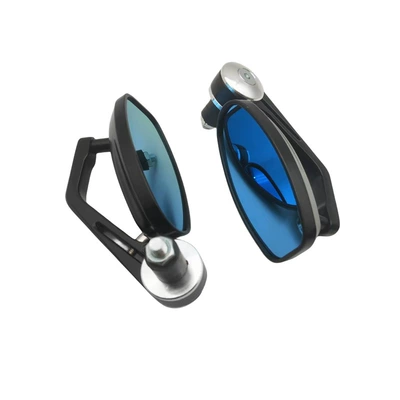 Rearview Mirror Retro Car Handlebar | Motorcycle rearview mirror - oval-silver-blue-glass