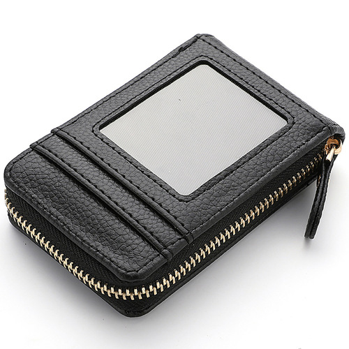 Short accordion card holder women's card holder women's fashion simple ID holder small and exquisite card holder zipper coin purse for women