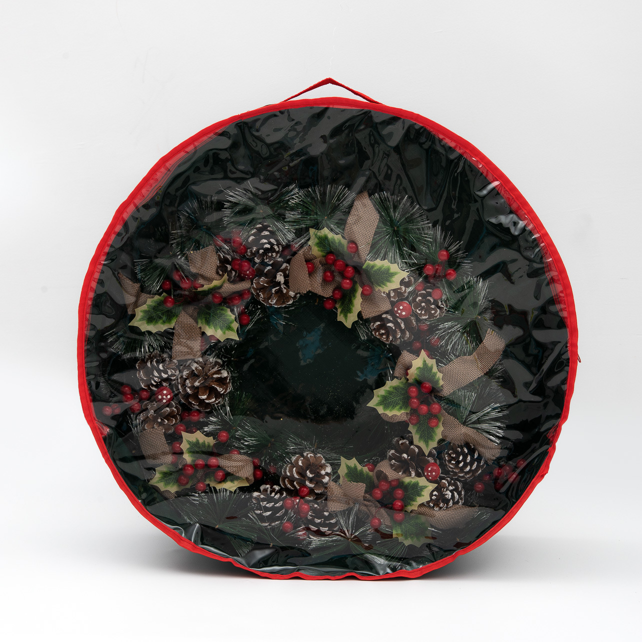 Bolsa de almacenamiento transparente de PVC para guirnaldas navideñas transfronterizas, decoración de árboles de Navidad, guirnalda redonda, bolsa colgante para regalo.