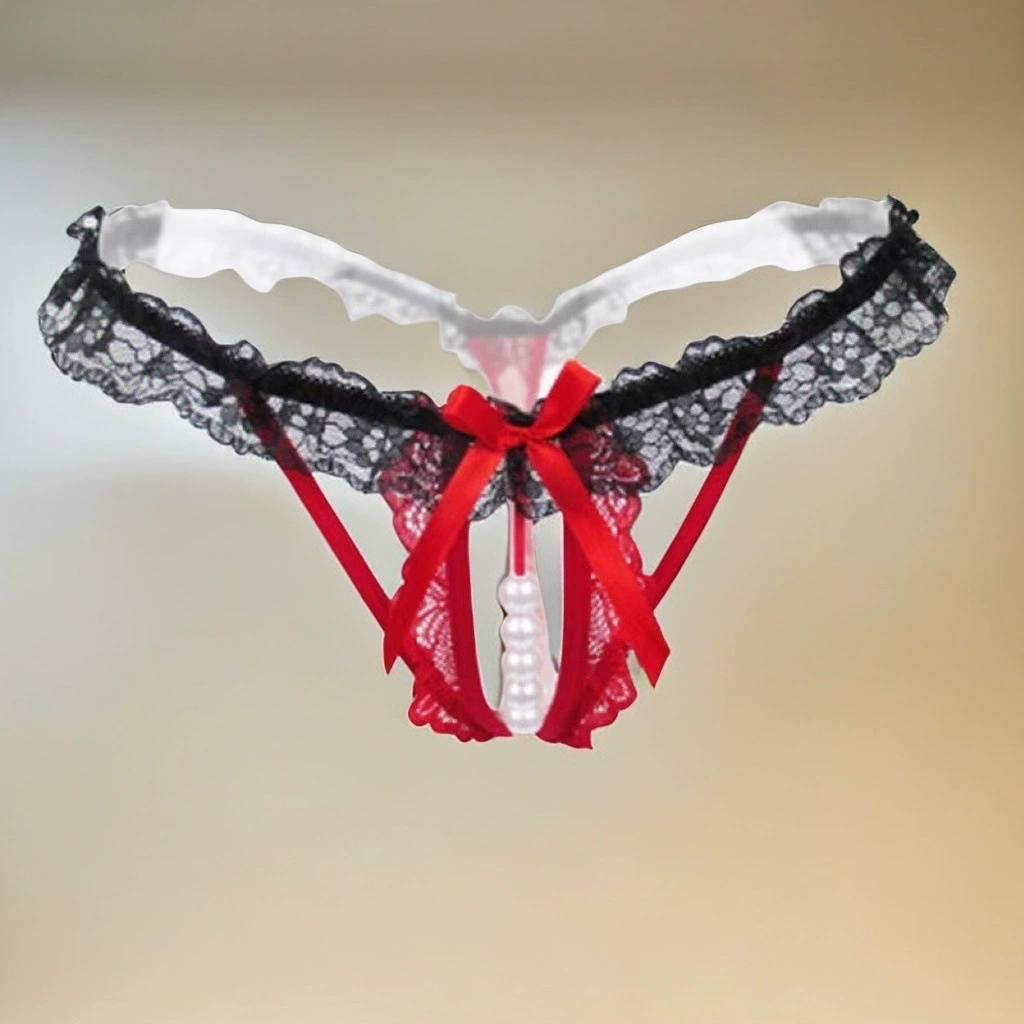 Сексуальные женские брюки Т-брюки Сексуальные соблазнения жемчуг открытый массаж промежности сетка прозрачные трусики