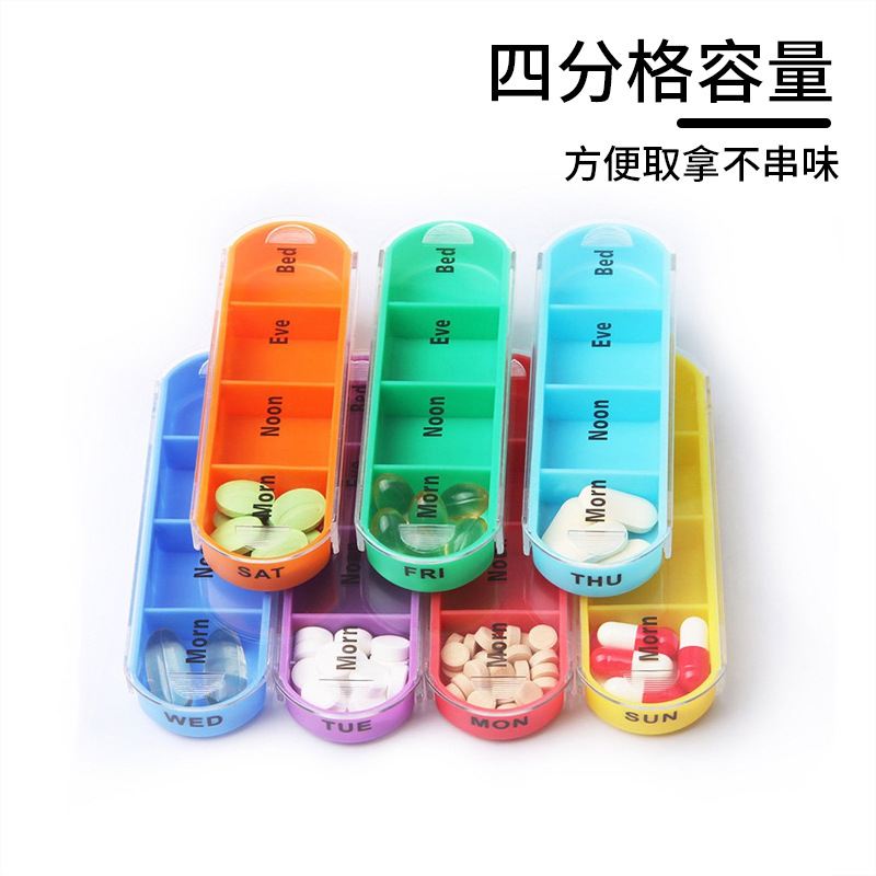 Hogar 28 rejilla 7 días a la semana gran capacidad conveniente caja de la medicina sub-embalaje cajón PP plástico sellado a prueba de humedad caja de almacenamiento
