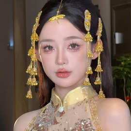 网红同款流苏边夹铃铛发夹女侧边刘海夹风铃头饰新中式民族风发饰