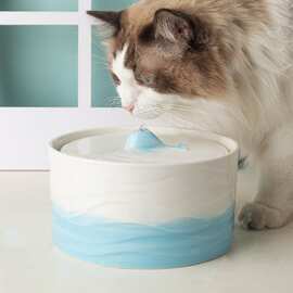 鲸鱼猫咪饮水机陶瓷自动循环宠物流动猫碗水泵喝水器狗饮水器水碗