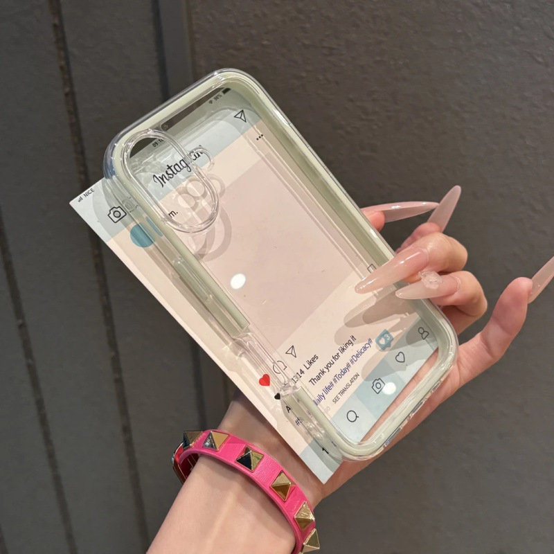 光沢二合一アクリルはアップル16携帯ケースiphone15保護カバー14高透13ソフトエッジを適用します。|undefined