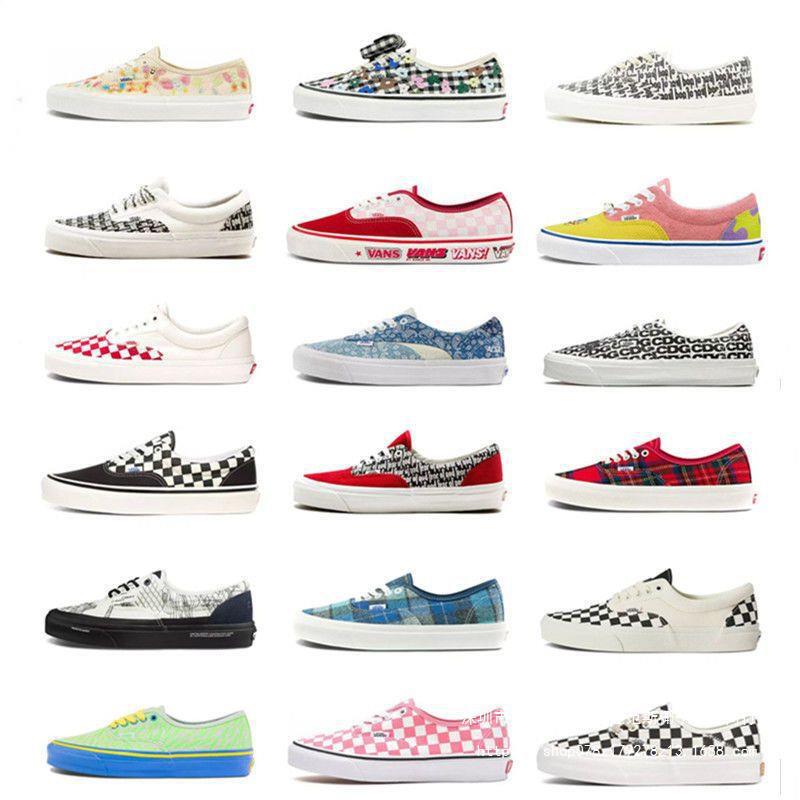 fog Letter Print Anaheim Checkerboard Canvas Shoes Men's and Women's Shoes Sneakers Authentic 44 DX