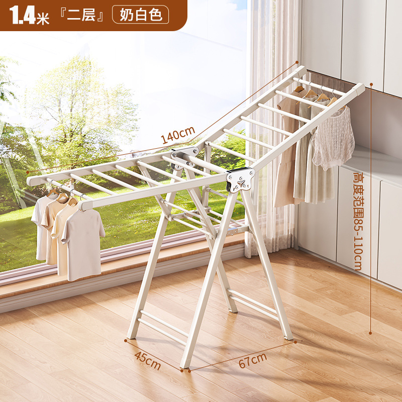 Percha de secado plegable sin instalación, piso al suelo, dormitorio, balcón ajustable, percha de secado interior y exterior, varilla de secado para bebés