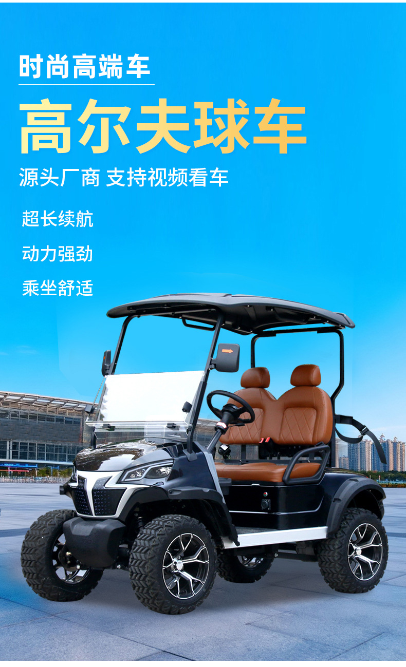 2-Seater Electric Golf Cart, Tourist Attraction Vehicle, Export Model, Resort Golf Course Electric Sightseeing Vehicle